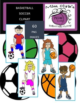 Preview of SPORT CLIPART ~Soccer~  ~Basketball~ 60 Images Athletes and Balls