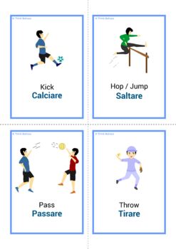SPORT VERBS ITALIAN FLASH CARDS | Italian flashcards sport verbs