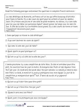 SPORTS AND EQUIPMENT REVIEW (FRENCH) by Language Plan It | TpT