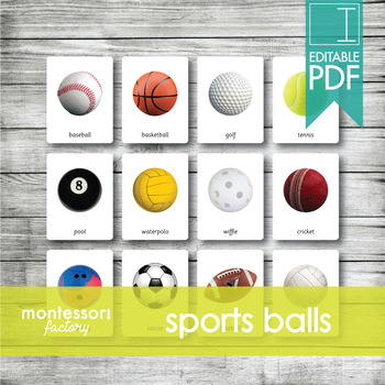 Preview of SPORTS BALLS • Montessori Cards • Flash Cards • Three Part Cards