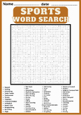 SPORTS WORD SEARCH Puzzle Middle School Fun Activity Vocab