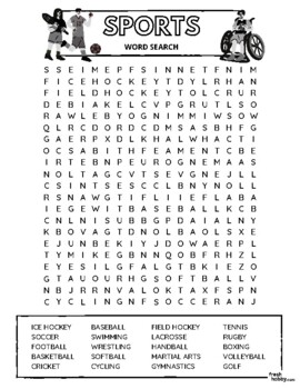 Preview of SPORTS Word Search Puzzle - Intermediate Difficulty (Various Popular Sports)