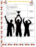 SPORTS themed Homework Sheet with spelling words and sentences