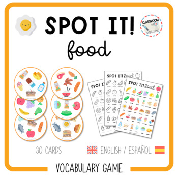 Preview of SPOT IT FOOD - vocabulary game [English & Spanish]