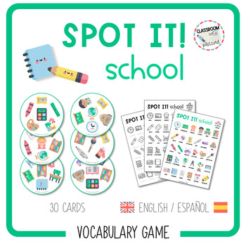 Preview of SPOT IT SCHOOL - vocabulary game [English & Spanish]