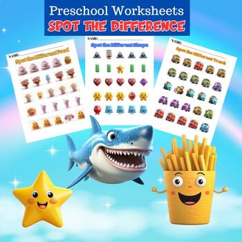 Preview of SPOT THE DIFFERENCE- Preschool and Kindergarten Visual Perception Worksheets