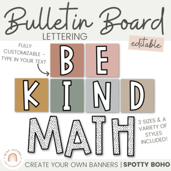 Preview of SPOTTY BOHO Bulletin Board Lettering Pack | Editable Neutral Display Headers