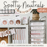 SPOTTY NEUTRALS Classroom Decor BUNDLE | B+W Neutrals | Om