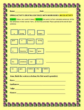 Preview of SPRING: A SENTENCE STRUCTURE ACTIVITY: ESL, GRS. K-2
