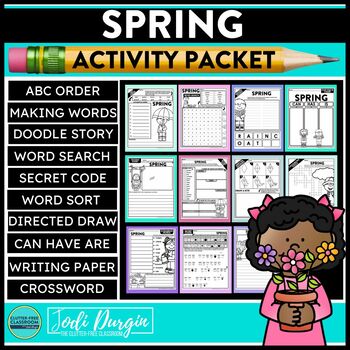 Preview of SPRING ACTIVITY PACKET word search early finisher activities writing worksheets