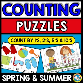 Preview of SPRING SUMMER NUMBER ORDER TO 100 120 ACTIVITY KINDER 1ST GRADE MATH PUZZLE GAME