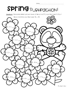 SPRING Addition and Subtraction Worksheets - Basic Facts - Even and Odd