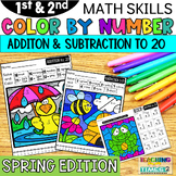 SPRING Addition and Subtraction to 20 - Color by Number Pr