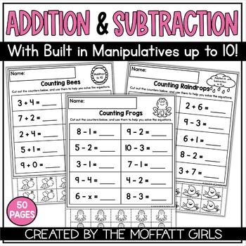 Preview of SPRING Addition and Subtraction up to 10 Built-In Manipulatives
