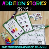 SPRING Addition stories with bugs and flowers - Centers, W