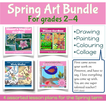 Preview of SPRING Art project x4 lesson plans BUNDLE for Seasons 2nd - 4th grade