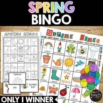 Preview of Spring Bingo Activity 25 Different Bingo Cards One Winner Color Black and White