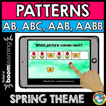 Preview of SPRING BOOM CARD MATH CENTER PATTERNING MAY ACTIVITY KINDERGARTEN MORNING WORK