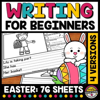 Preview of EASTER PICTURE SENTENCE WRITING PROMPT PAPER 1ST GRADE ACTIVITY APRIL BUNNY EGG