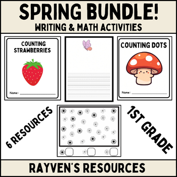 Preview of SPRING BUNDLE! Writing & Math Activities, Count within 100, 1st Grade Math