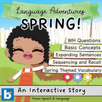 Preview of SPRING, Boom Cards Speech Therapy, Spring Activities, WH Questions