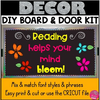 Preview of SPRING Bulletin Board Reading Makes you Bloom Door Decor Letters April May