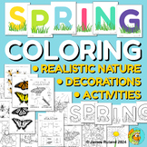 SPRING COLORING - 25 pages - Realistic Nature Images, Deco