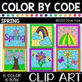 SPRING Color by Number or Code Clip Art