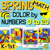 SPRING Math - Color by NUMBERS 0 to 20, Kindergarten cente