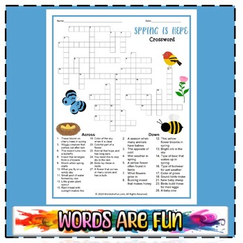 Preview of SPRING Crossword Puzzle Handout Fun Activity