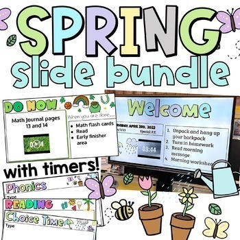 Preview of SPRING DAILY SLIDE BUNDLE | March, April, May, and June Slides with Timers