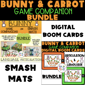Preview of SPRING EASTER BUNNY & CARROT BUNDLE, DIGITAL BOOM CARDS & SMASH MATS