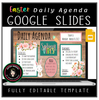 Preview of SPRING EASTER Daily Agenda Google Slides Template - Fully Editable and LOW PREP!