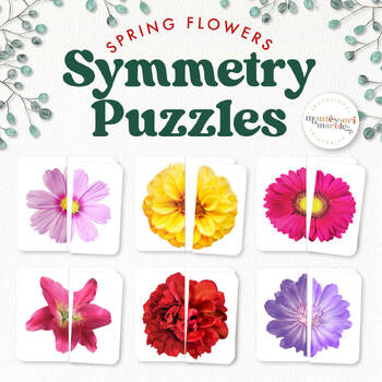 Preview of SPRING FLOWERS Symmetry Matching Puzzles | Montessori Inspired Materials