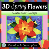 SPRING FLOWERS guided art lesson for 3D painted paper 1st-