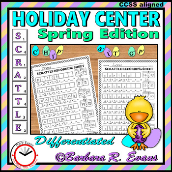 Preview of SCRATTLE MATH and LITERACY CENTER Spring Edition Differentiated Vocabulary