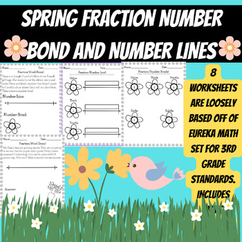 Preview of SPRING Fraction Number Bonds and Number Lines Worksheets