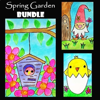 Preview of SPRING GARDEN Theme Activity BUNDLE | 3 Drawing & Painting Video Art Projects