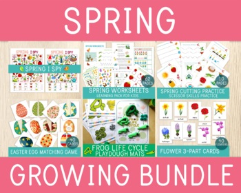 Preview of SPRING GROWING BUNDLE, Worksheets, Games, Activities, Easter, Earth Day