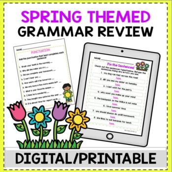 Preview of SPRING Grammar Review - ELA - DIGITAL / PRINTABLE - Distance Learning - Slides