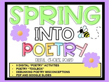 SPRING INTO POETRY- DIGITAL CHOICE BOARD by Magnificent Middles | TPT