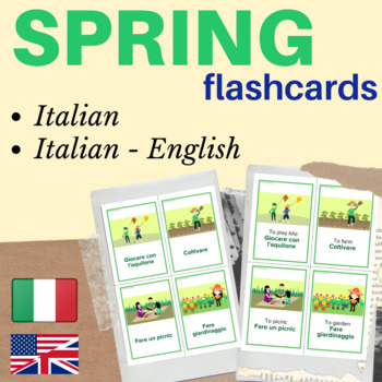 Preview of SPRING ITALIAN FLASH CARDS | Spring Season Italian flashcards Spring Season