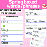 SPRING LOWERCASE boxed writing worksheets: box words for l
