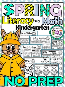 Preview of PHONICS AND MATH worksheets for kindergarten (spring theme)