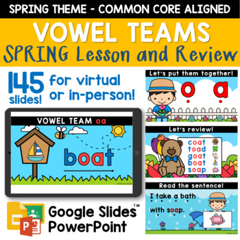 Preview of SPRING Long Vowel Teams Google Slides and PPT Lesson | 1st and 2nd Grade Phonics