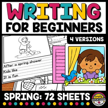 Preview of SPRING APRIL MAY SENTENCE WRITING PROMPT PICTURE KINDERGARTEN 1ST ACTIVITY