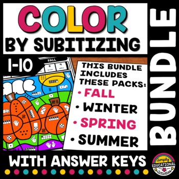 Preview of SPRING MATH ACTIVITY COLOR BY NUMBER SENSE SUBITIZING WORKSHEET COLORING PAGES