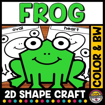 Preview of SPRING MATH CRAFT FROG 2D SHAPE ACTIVITY JUNE BULLETIN BOARD IDEA CRAFTIVITY