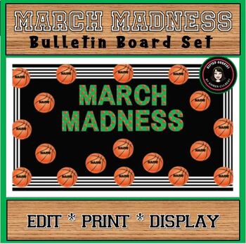 Preview of SPRING March Madness Basketball Bulletin Board Set | Editable and Printable