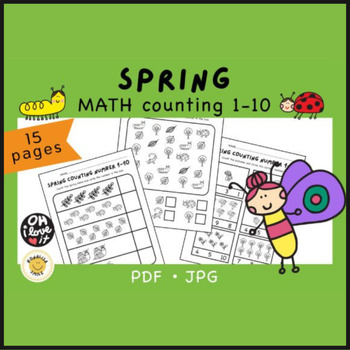 Preview of SPRING Math Counting 1-10 Worksheets | PreK & K Math Worksheets